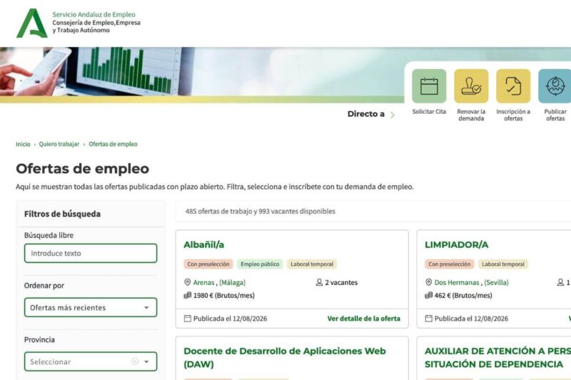 buscar ofertas de trabajo en el SAE