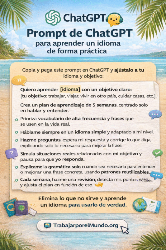 Prompt de ChatGPT para aprender un idioma de forma práctica